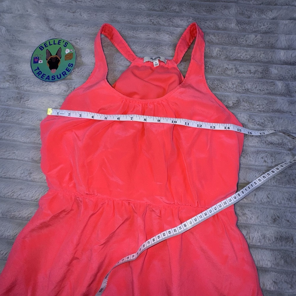 Madewell Women's 0 Coral Pink 100% Silk Tank Empire Waist Mini Dress Iridescent - Picture 7 of 12